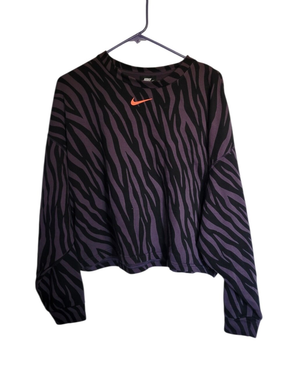 Nike Purple Zebra Print Cropped Sweatshirt